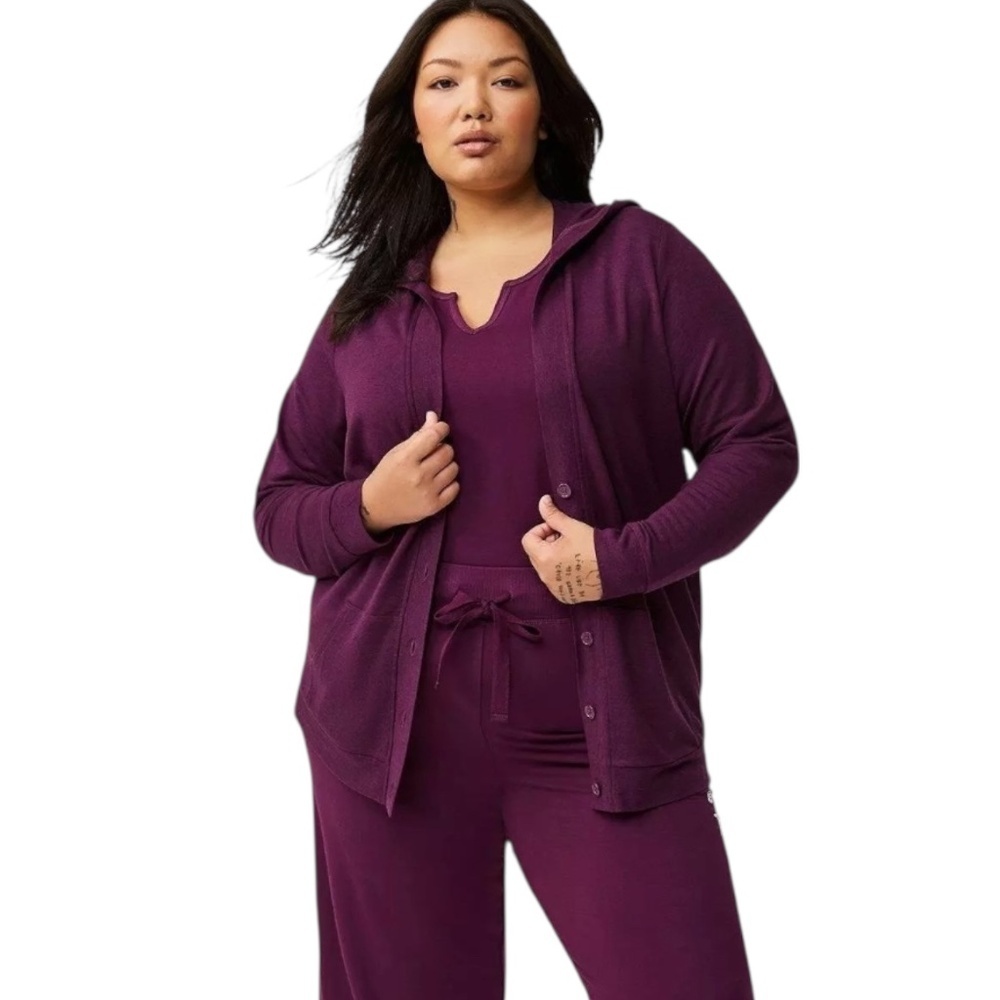 NEW Torrid Women's Size 4 4X 26 Lightweight  French Terry Hooded Lounge Cardigan